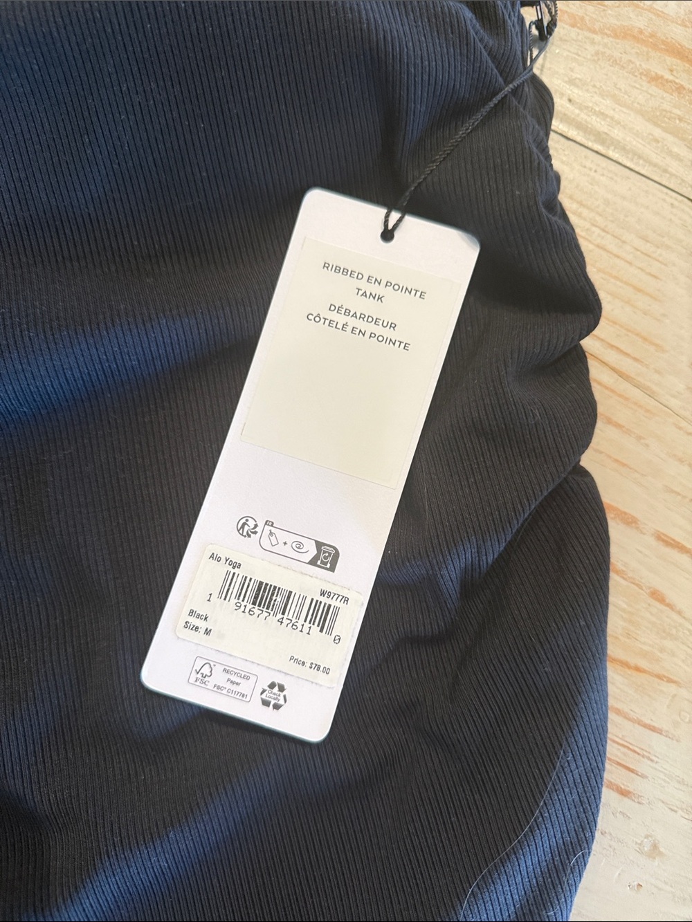 ALO Yoga Ribbed En Pointe Tank NWT - Picture 2 of 3